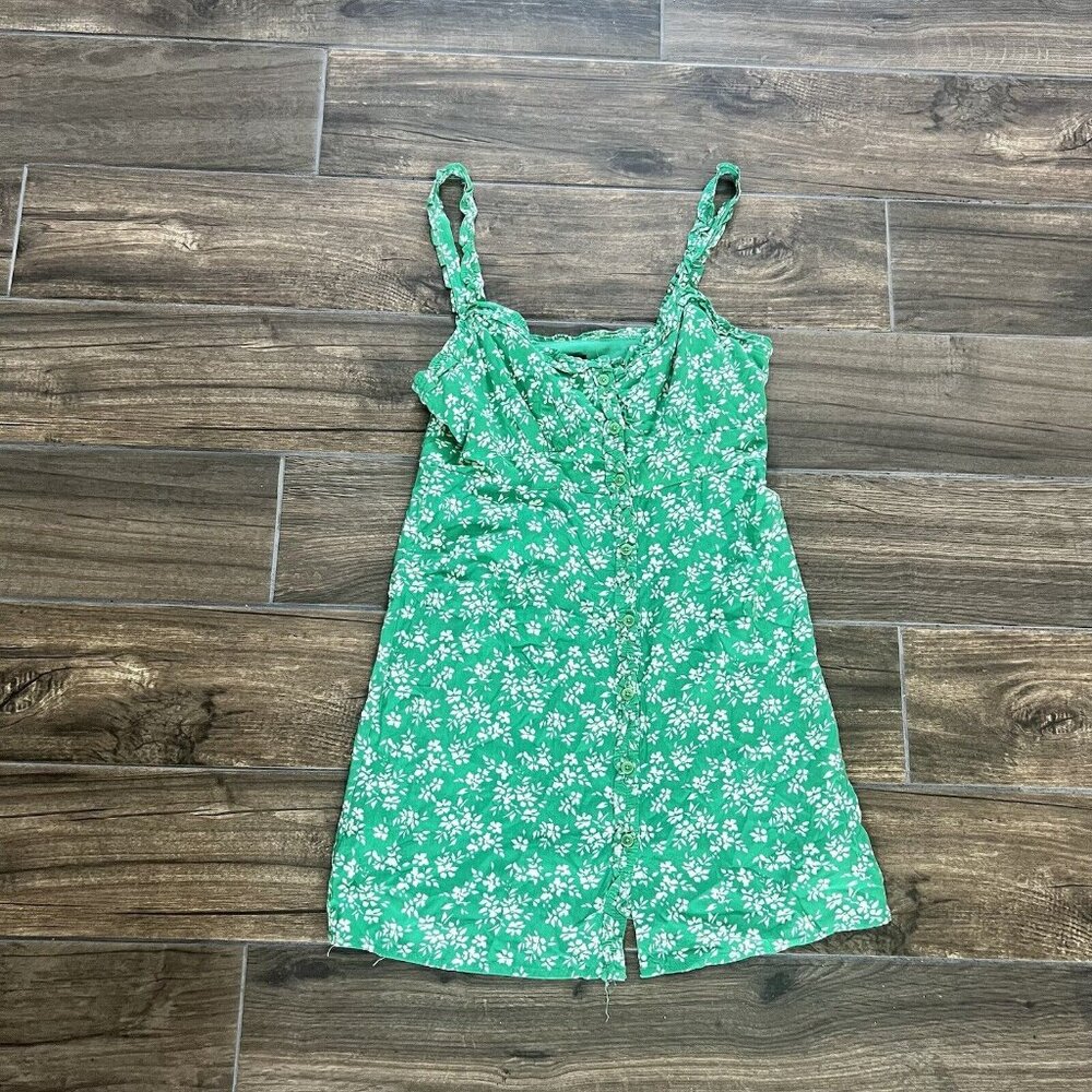 Green Floral Sundress with Spaghetti Straps